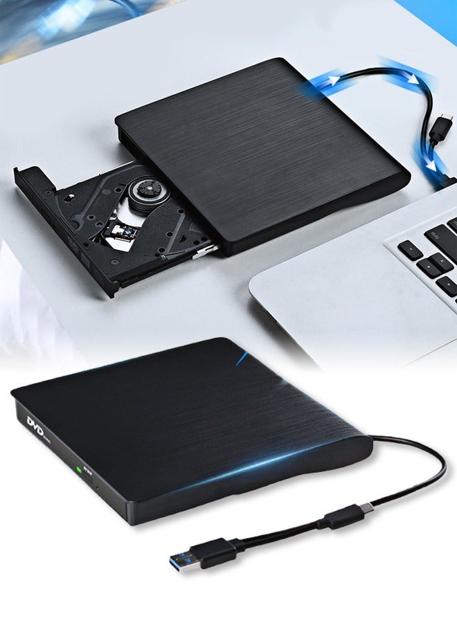 DUNISO قرص خارجي مع USB 3.0 و Type-C، محمول فائق النحافة، توصيل وتشغيل، قارئ DVD/CD وناسخ DVD/CD للابتوب، الكمبيوتر المكتبي والمزيد - Image 1